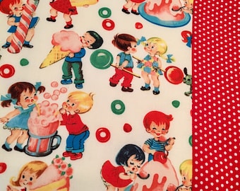 Candy Shop Kids Retro Baby Blanket, Retro Candy Shop Baby Blanket, Michael Miller Candy Shop Kids Baby Blanket