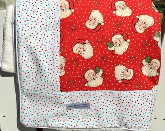 Santa Blanket, Baby's First Christmas Blanket, Red Santa Baby Blanket