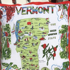 Vermont Pillow Cover, Retro Vermont Pillow Case, Vermont Pillow, Vermont Souvenir