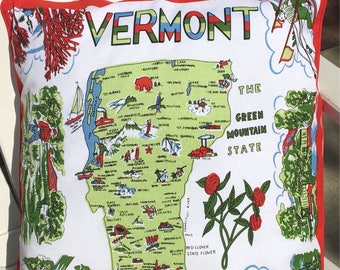 Vermont Pillow Cover, Retro Vermont Pillow Case, Vermont Pillow, Vermont Souvenir