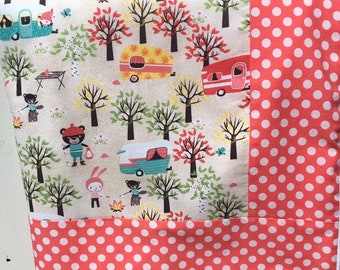 Baby Glamping Woodland Friends Blanket, Woodland Friends Camping Blanket, Woodland Friends Trailer Baby Blanket