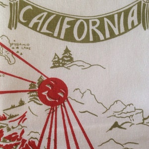 California Pillow Cover, 18 Red Retro California Pillow Cover, California Map Pillow Cover, California Souvenir image 3