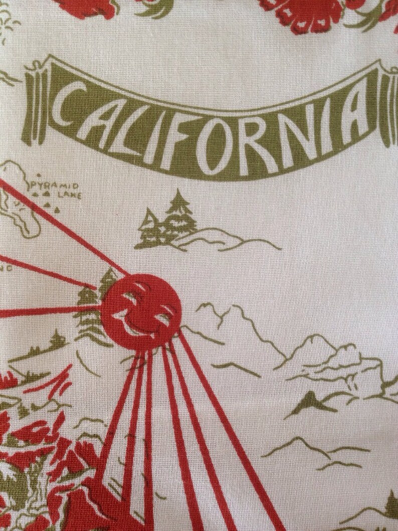 California Pillow Cover, 18 Red Retro California Pillow Cover, California Map Pillow Cover, California Souvenir image 3