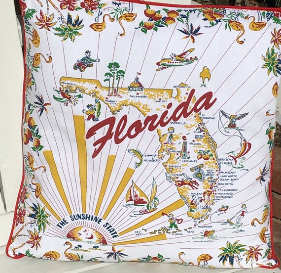 Reserved For Wendy Florida Pillow Cover 18 Retro Etsy