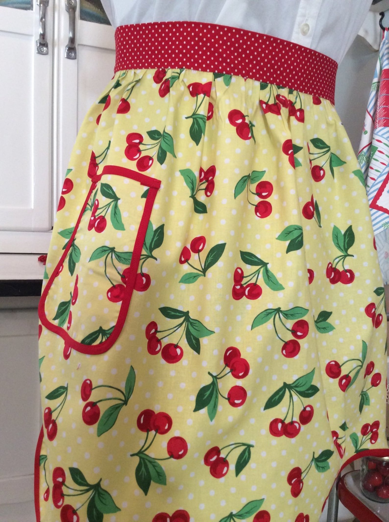 Cherry Apron Retroland Original Cherry Apron Cherry Apron With Etsy
