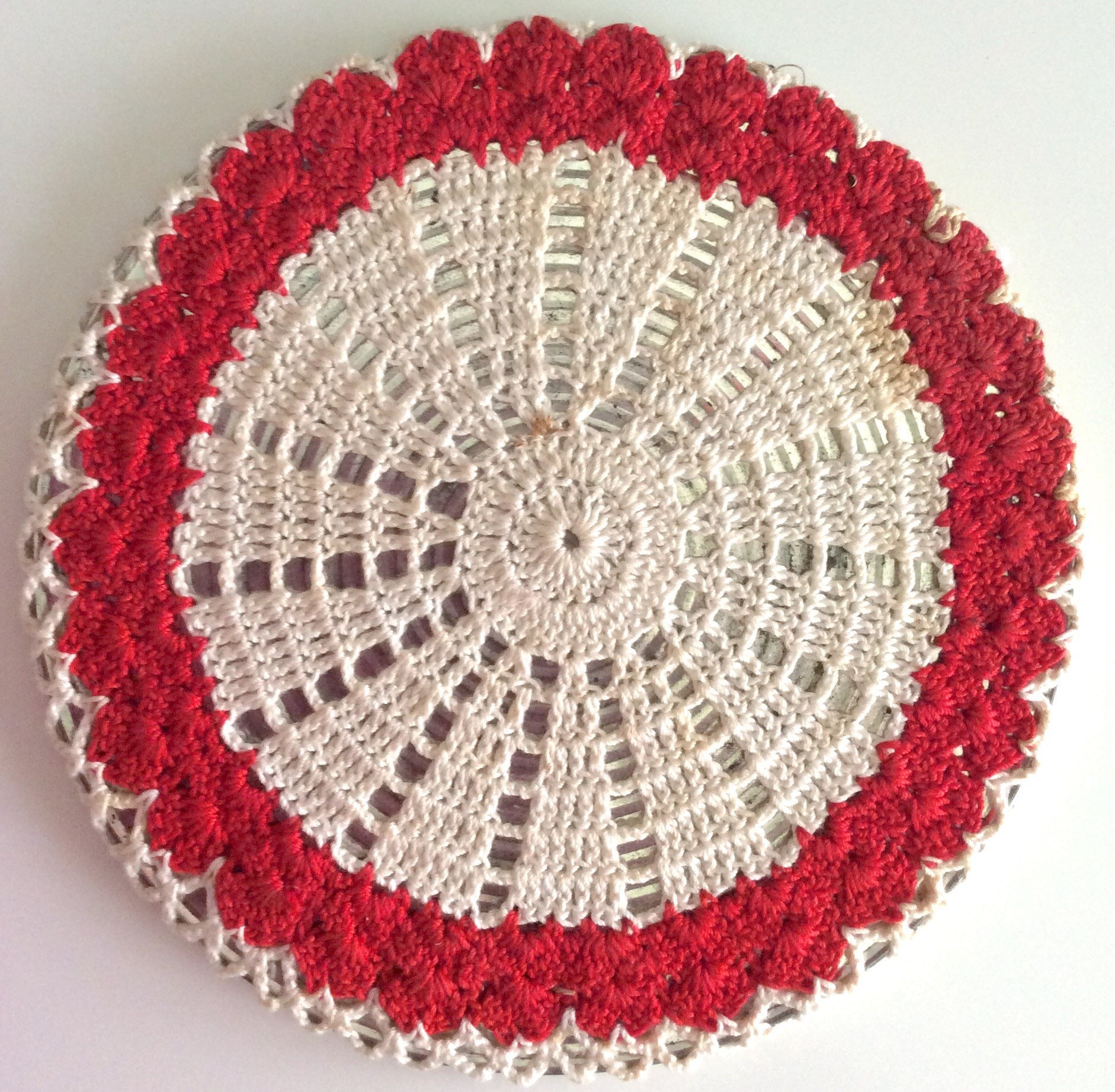 Vintage Crochet Trivet Vintage Red and White Vintage Trivet Etsy
