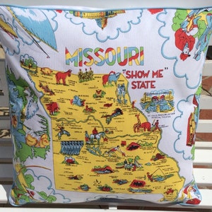 Missouri Pillow Cover, 18&quot; Retro Missouri Pillowslip, Show Me State Pillow, Missouri State Map Pillow, Retro Missouri, Missouri Home Decor,