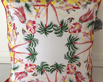 Aloha Pillow Cover, 18" Retro Hawaii Pillow Cover, Retro Porch Pillow, Retro Hawaiian Home Decor, Hawaii Souvenir