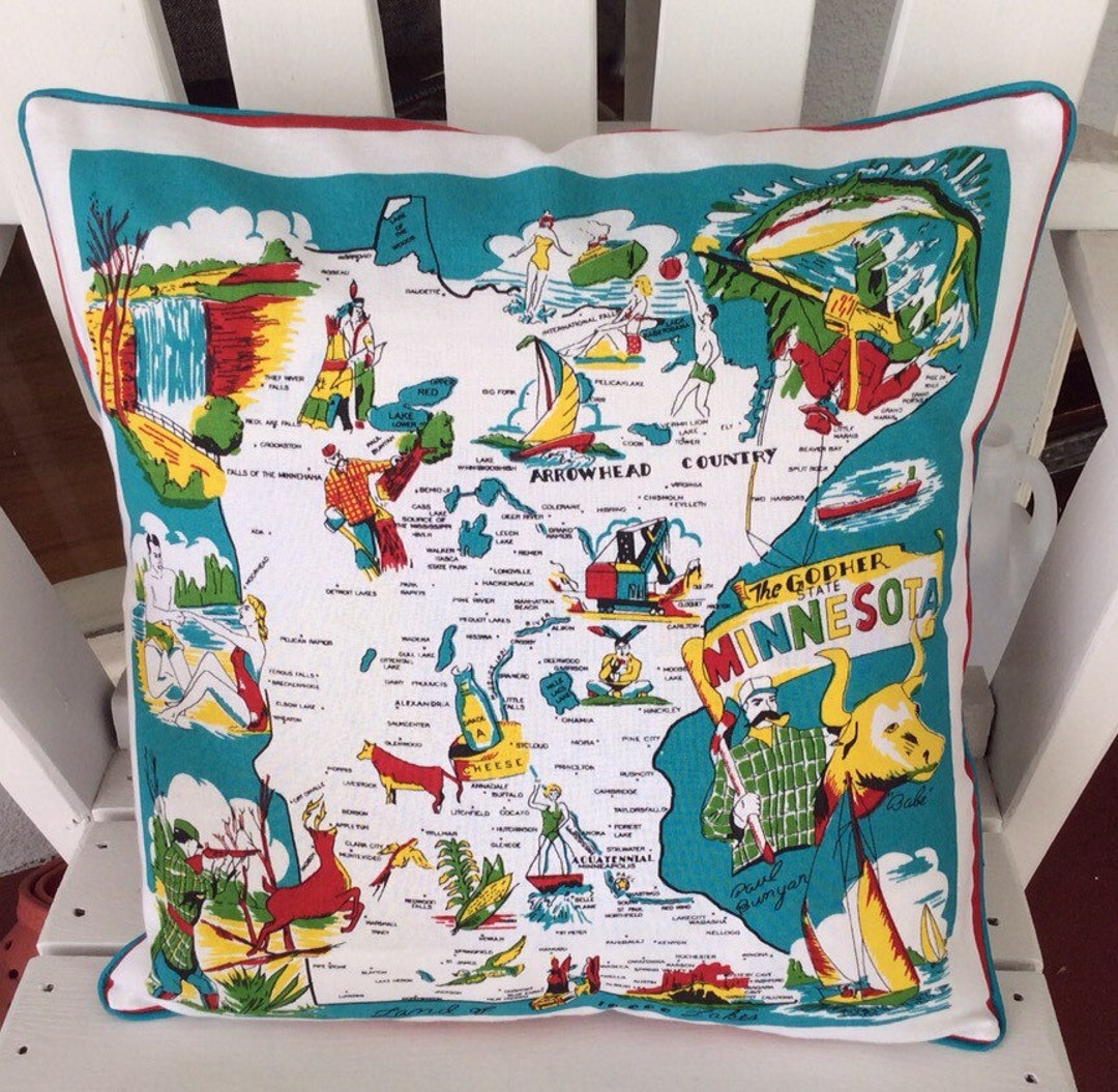 Minnesota Pillow Cover 18 Retro Minnesota Pillow Cover Etsy