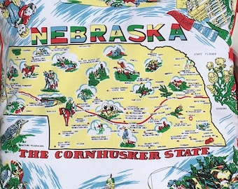 Nebraska Pillow Cover, Nebraska State Pillow Case, Nebraska Souvenir, The Corn Husker State