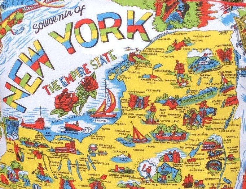 Retro New York Pillow Cover, Empire State Pillow Cover, Souvenir of New York, 18 New York Pillow Cover, New York Souvenir, Retro New York image 3