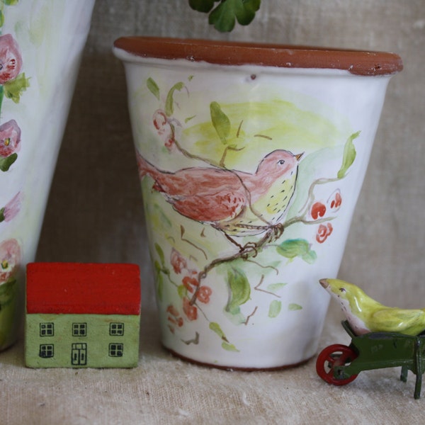 pink bird pot