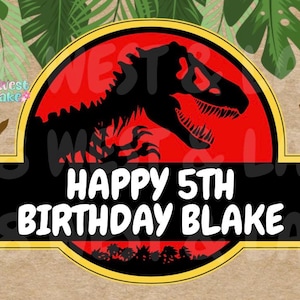 Redigerbar födelsedagsbanderoll; dinosaurie; Jurassic Park
