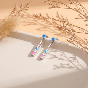 colorful opal bar drop earrings, silver opal jewelry