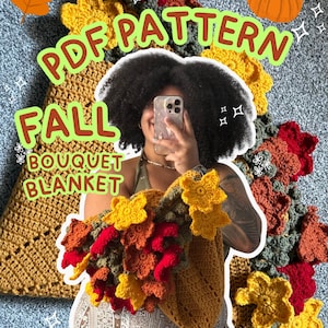 Fall-ing For You Blanket-  Crochet Bouquet Blanket PATTERN / whimsical fall crochet pattern