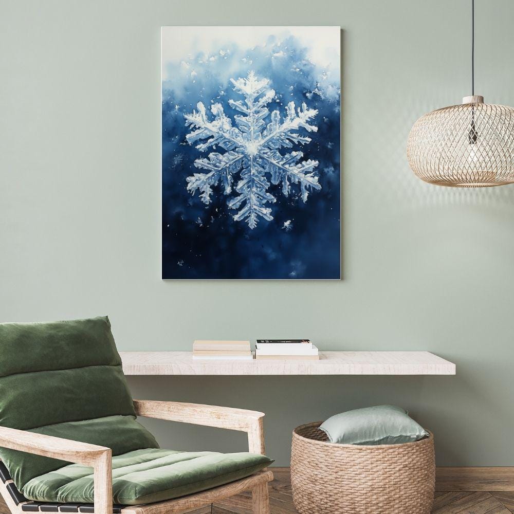 Snowflake Poster Printable Painting Wall Art Instant Download Wallpaper ...