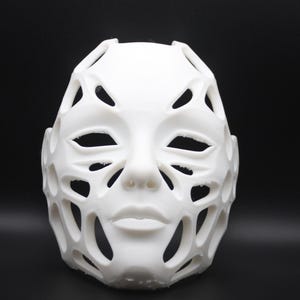 Parametrisk biomorfisk ansiktsmask i rå 3D-utskrift