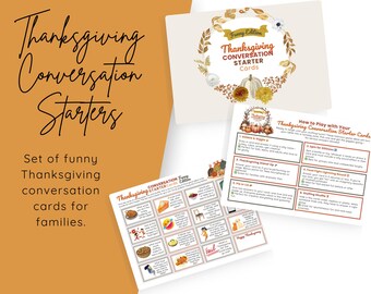 Cartes de conversation drôles pour Thanksgiving | Jeu de dîner en famille (téléchargement numérique)