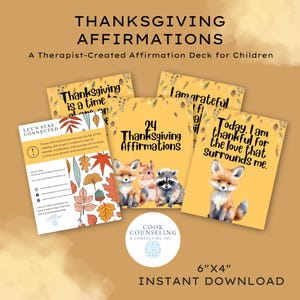Cartes de vœux pour enfants sur le thème de l'Action de grâce | Animaux des bois | Jeu de gratitude et de pleine conscience | Imprimable