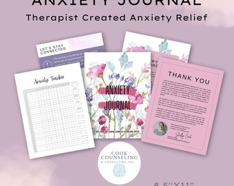 Journal de l'anxiété | Activités d'adaptation, déclencheurs, réflexions et notes | Création par un thérapeute | Imprimable