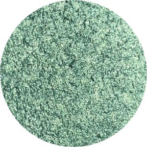 May include: Close-up of a circular, textured surface with a speckled, seafoam green appearance. The surface has a granular texture, with tiny particles creating a slightly uneven, matte finish. The overall effect is a muted, earthy tone.