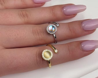 Fidget Spinner Ring für Frauen – Angstlinderungsband aus Edelstahl oder Gold, verstellbarer minimalistischer Stressring, Geschenk für Sie