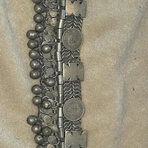 Antique Yemeni Bedouin Handcrafted Silver Necklace made with commemorative 1963 Yemeni Riyals 219 gm