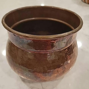 Unique Antique Middle Eastern Hand Hammered Copper Pot