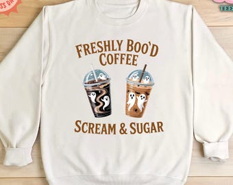 Spooky Coffee Latte Sweatshirt: Halloween Coffee Lover Crewneck