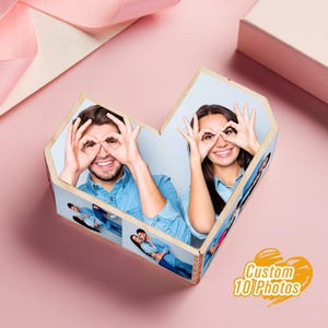 Personalized Photo Cube Wooden Keepsake Gift for Couples