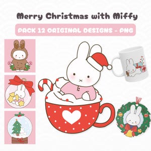 Paquete 12 conejito mify navideño PNG, clipart kawaii para navidad,Diseño original kawaii, navidad png, tarjeta de felicitación navideña