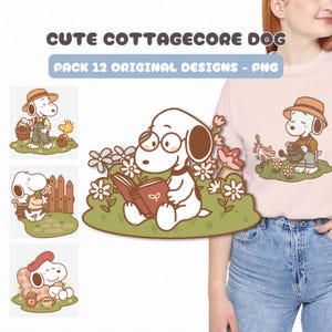 Popular dog image pack for download, cottagecore style illustrations, cute t-shirt designs, images for commercial use