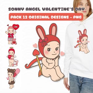 12er Pack PNG Kinderengel Valentinstag, Kawaii Love Day Illustrationen, Original Clipart, verliebte Engelpuppen, Kommerzielle Nutzung