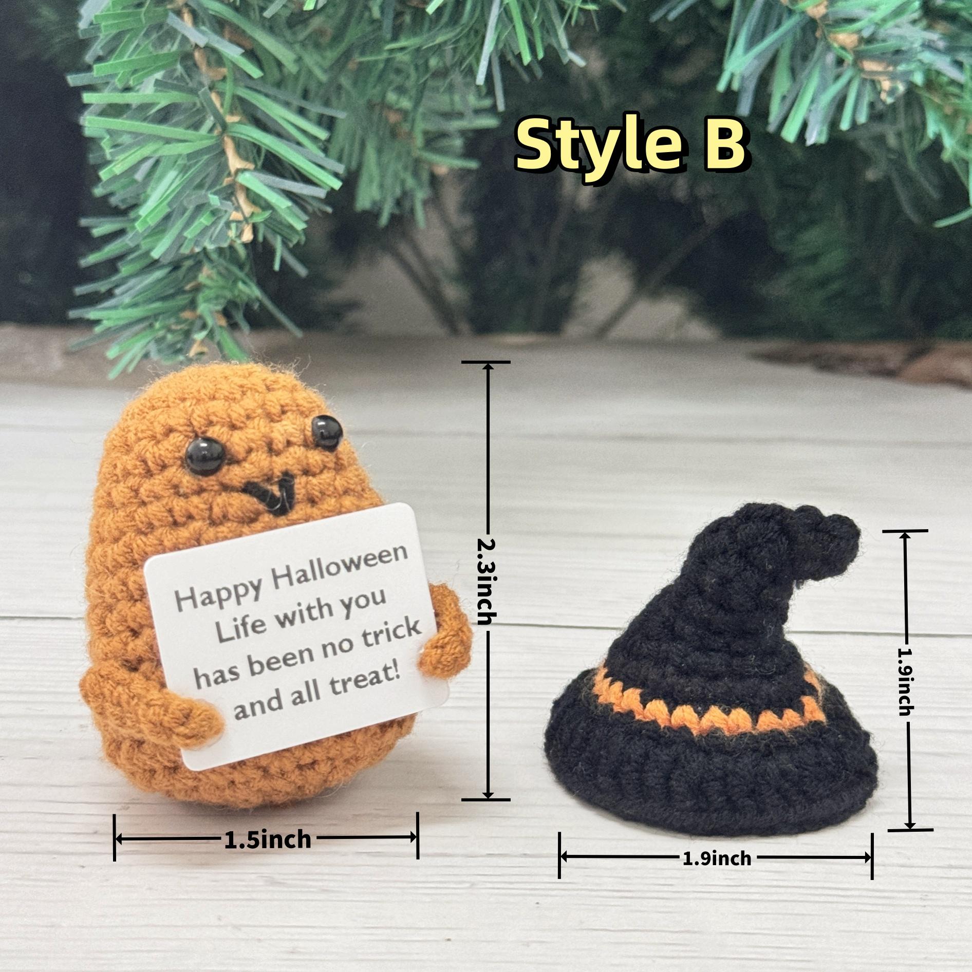 Halloween Emotional Support Cucumber Witch Doll - Handmade Crochet Toy With Hat & Cloak, Party Decoration - View #3
