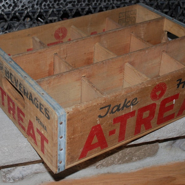 Weekend Sale Soda Crate A-Treat Shelf or Display Case Vintage Wood
