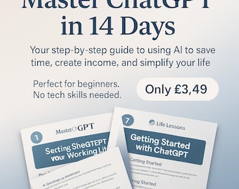Master ChatGPT in 14 Days – Beginner-Friendly AI Course | Printable Digital Workbook | Learn AI Prompts, Productivity & income tools