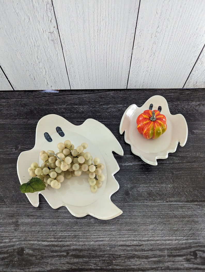 Boo-tifully crafted: Handmade Ceramic Ghost Shaped Dish Unique Home Decor image 9