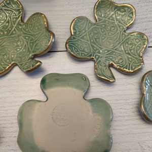 Ceramic Shamrock Dishes, Tea bag plates, Ring dish, Votive holder image 5
