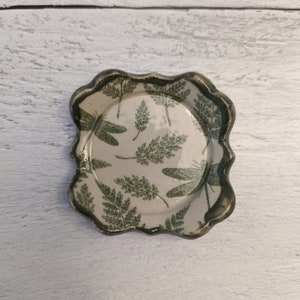 Small Ring Dish with Dragonfly and Fern Garden Design Smaller square