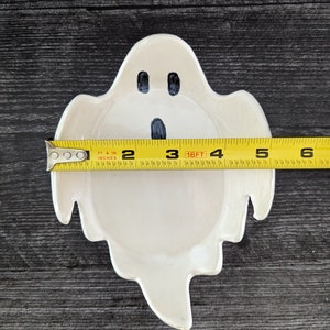 Boo-tifully crafted: Handmade Ceramic Ghost Shaped Dish Unique Home Decor Small: 5.25x6.75 in