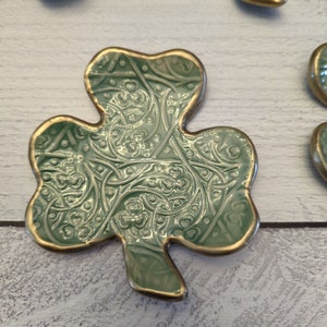 Ceramic Shamrock Dishes, Tea bag plates, Ring dish, Votive holder image 2