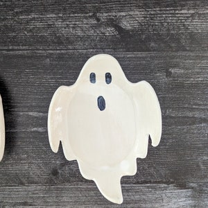 Boo-tifully crafted: Handmade Ceramic Ghost Shaped Dish Unique Home Decor image 4