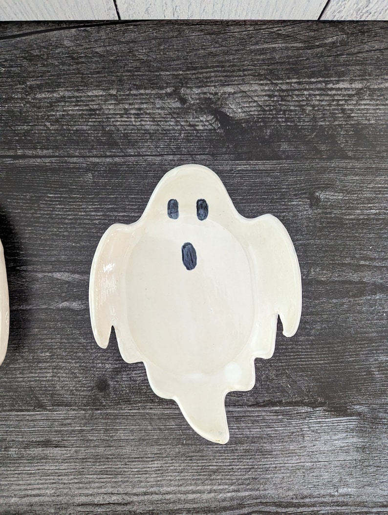 Boo-tifully crafted: Handmade Ceramic Ghost Shaped Dish Unique Home Decor image 4