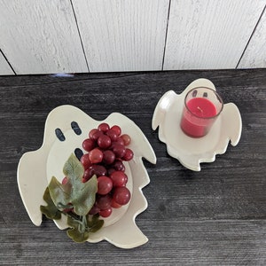 Boo-tifully crafted: Handmade Ceramic Ghost Shaped Dish Unique Home Decor image 7