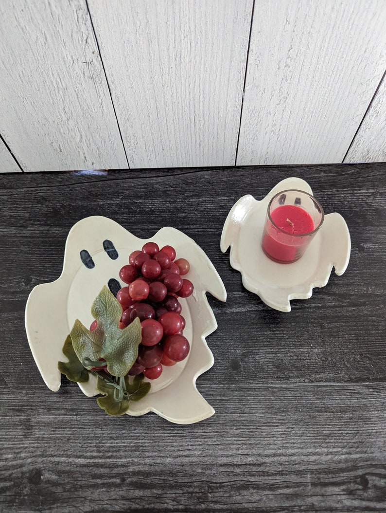 Boo-tifully crafted: Handmade Ceramic Ghost Shaped Dish Unique Home Decor image 7