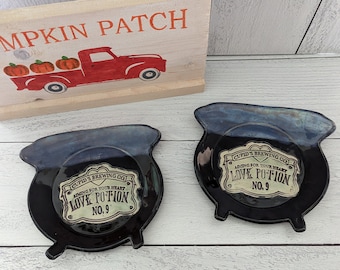 Witchy Kitchen Upgrade: Black Caldron Dishes with Love Potion Motif