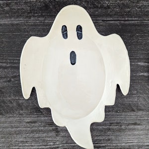 Boo-tifully crafted: Handmade Ceramic Ghost Shaped Dish Unique Home Decor image 3