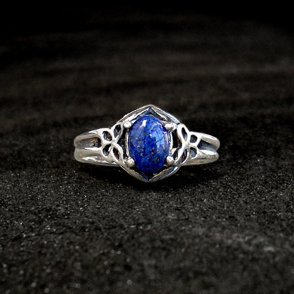 Sterling Lapis Ring: Sterling Silver and Lapis Lazuli - victorian, antique, vintage, butterfly, Katherine's Ring, Vampire Diaries