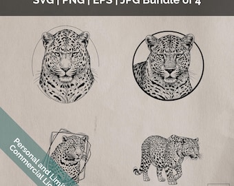 Leopard Print SVG Bundle: Handgezeichnete Clipart (Digitaler Download)