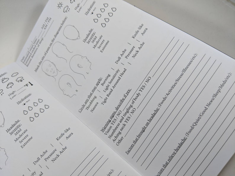 Pocket Field Notes PRINTABLE Digital PDF Headache or Migraine Tracker ...